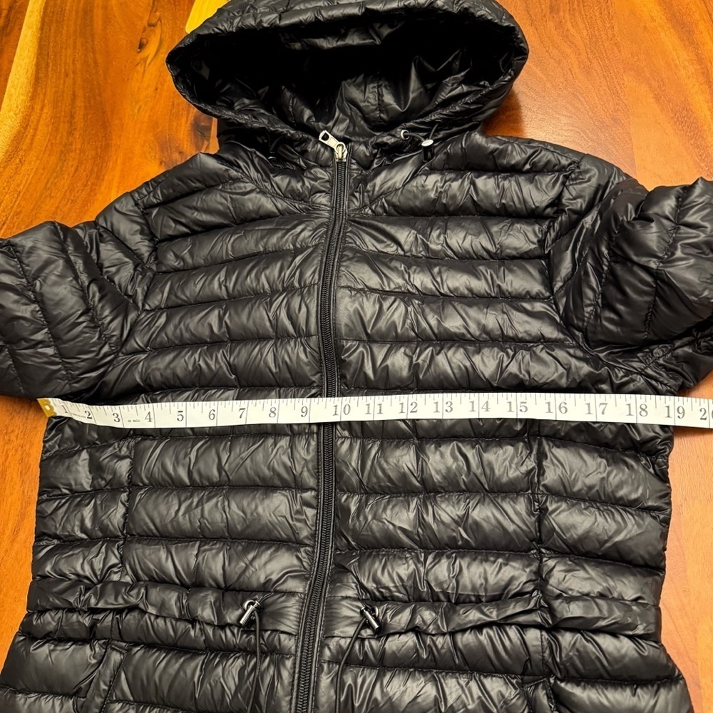 CONTEMPORAINS Lightweight Packable Winter Puffer Black Hooded Down Jacket Coat. - Picture 10 of 16